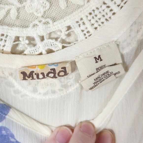 Mudd Boho Blouse Y2K Size M Sheer Floral - Picture 8 of 10